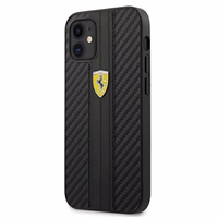 Ferrari FESNECHCP12SBK iPhone 12 mini 5.4" must/must kõvakott On Track PU Carbon