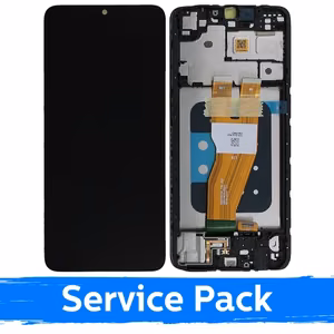 LCD ekraan ühilduv Samsung A055 A05 must raamiga (Service Pack)