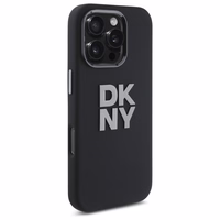 DKNY Liquid Silicone Metal Logo iPhone 16 Pro Ümbris - Must