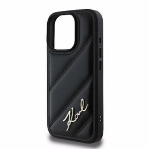 Karl Lagerfeld Quilted Signature iPhone 16 Pro Ümbris - Must