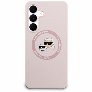 Karl Lagerfeld Silicone Karl & Choupette Heads MagSafe Ümbris jaoks Samsung Galaxy S25 FE - roosa