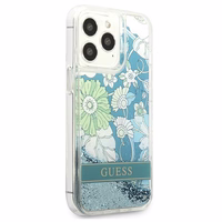 Guess GUHCP13XLFLSN iPhone 13 Pro Max 6.7" roheline/roheline kõvakaane Flower Liquid Glitter