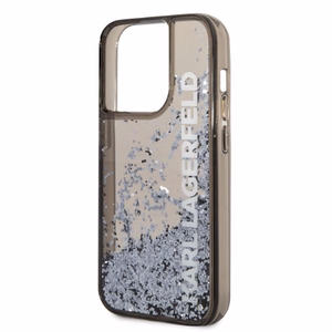 Karl Lagerfeld Liquid Glitter Elong ümbris jaoks iPhone 14 Pro Max - must