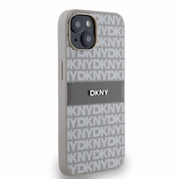 DKNY Leather Mono Stripe & Metal Logo ümbris jaoks iPhone 15 / 14 / 13 - beige