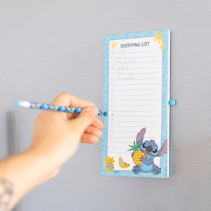 Disney Stitch Tropical magnetiga ostunimekirja märkmik külmkapile koos pliiatsiga, 10 × 21 cm