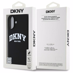 DKNY Silicone Valge Printed Logo MagSafe iPhone 16 Ümbris - Must