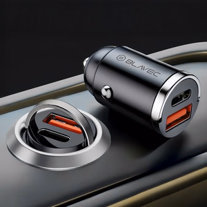 Blavec Autolaadija BS-02B-C Aero - USB + Type C - QC 3.0 18W PD 30W koos Type C to Type C cable (CCBS02BCA-UCB) must