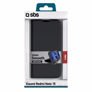 SBS Wallet Smooth Чехол для Xiaomi Redmi Note 15 с флипом - чёрный
