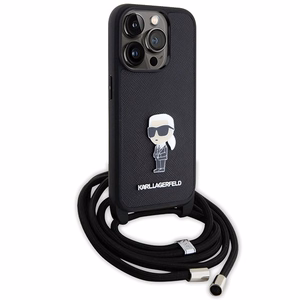Karl Lagerfeld Crossbody Saffiano Monogram Metal Pin Karl & Choupette Ümbris jaoks iPhone 15 Pro - must