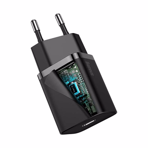 Baseus Super Si 20W USB-C laadija + USB-C – Lightning kaabel 1 m, must