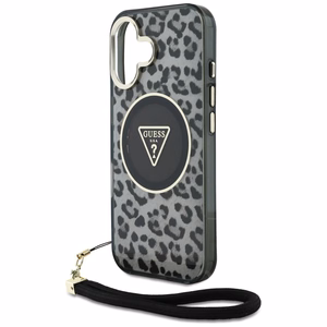 Guess HC IML Leopard Triangle Cord Strap MagSafe ümbris jaoks iPhone 16 - must
