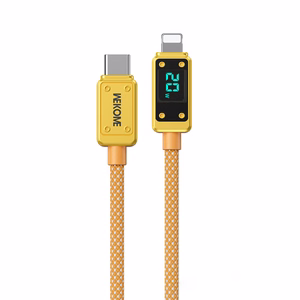 WEKOME WDC-08 Vanguard Series USB-C–Lightning laadimis- ja andmekaabel, 1 m, PD 20 W, kuldne