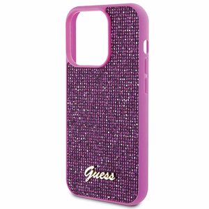 Guess Disco Metal Script ümbris jaoks iPhone 15 Pro - roosa