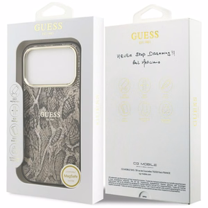 Чехол Guess Python Pattern MagSafe для iPhone 17 Pro - коричневый