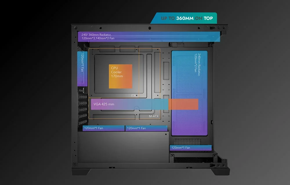 Darkflash C218M sisemine ruum komponentidele