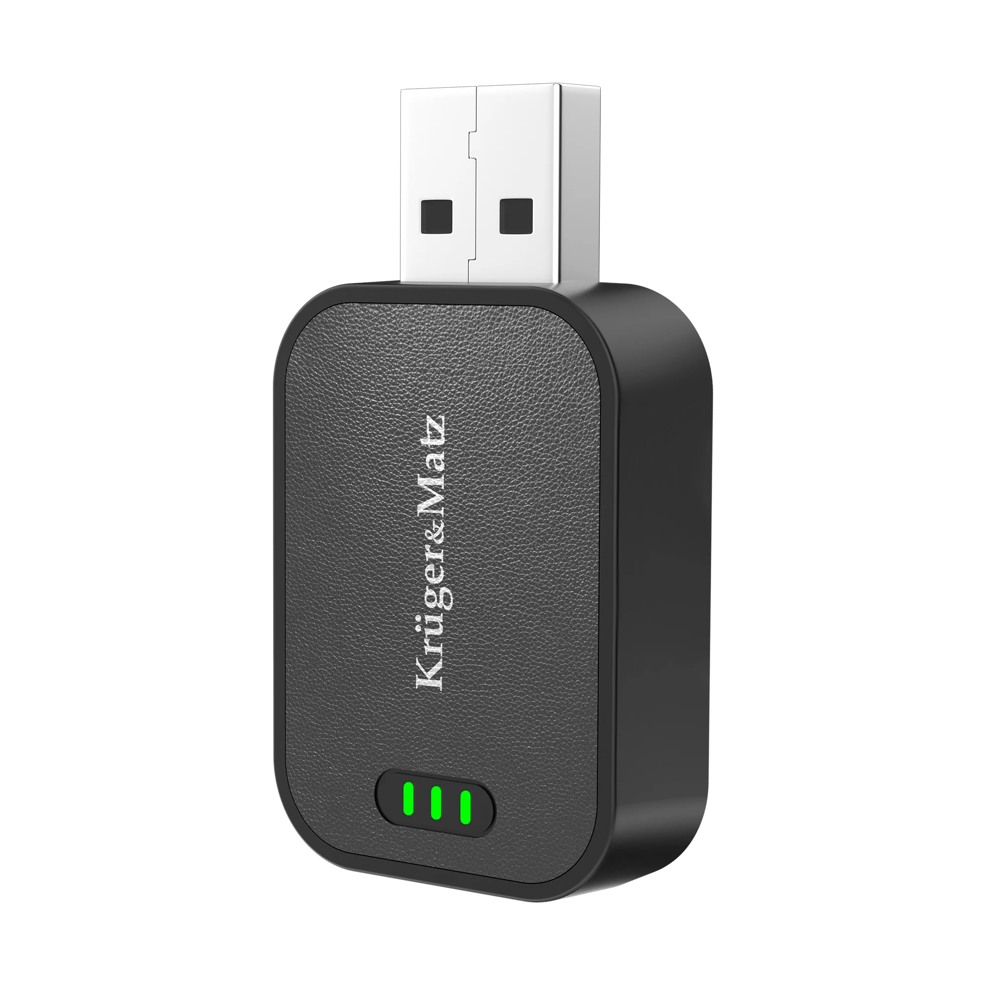 Must Kruger&Matz USB-A adapter rohelise märgutulega