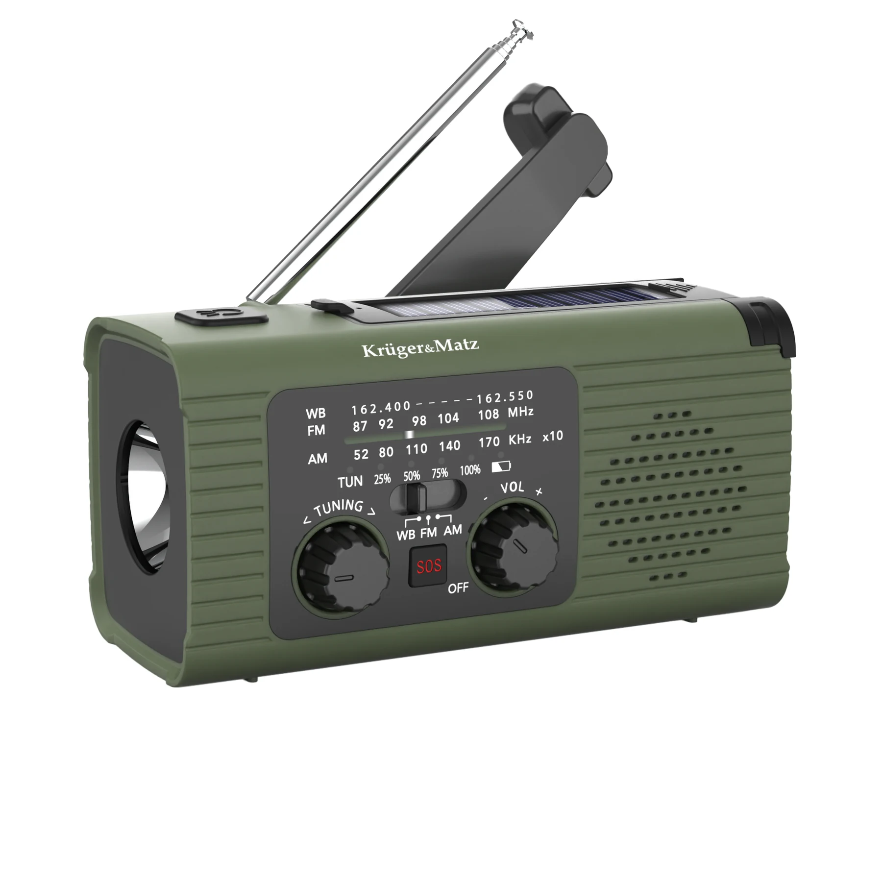 Kokkupandava päikesepaneeliga Krüger&Matz KM0836 raadio