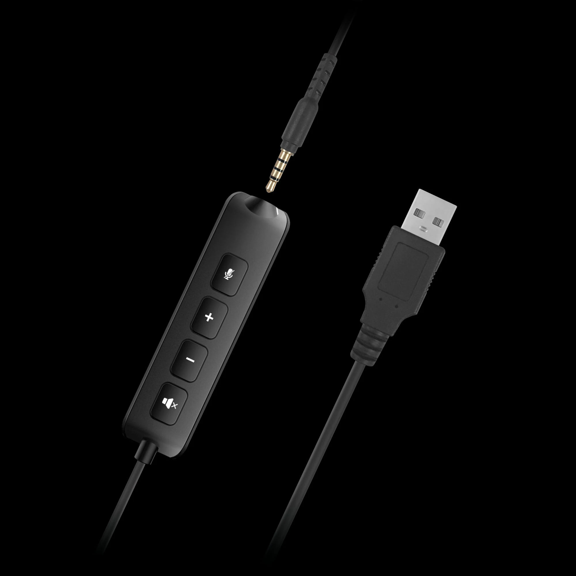 P3 peakomplekti juhtmepult, 3,5 mm pistik ja USB-adapteri kaabel