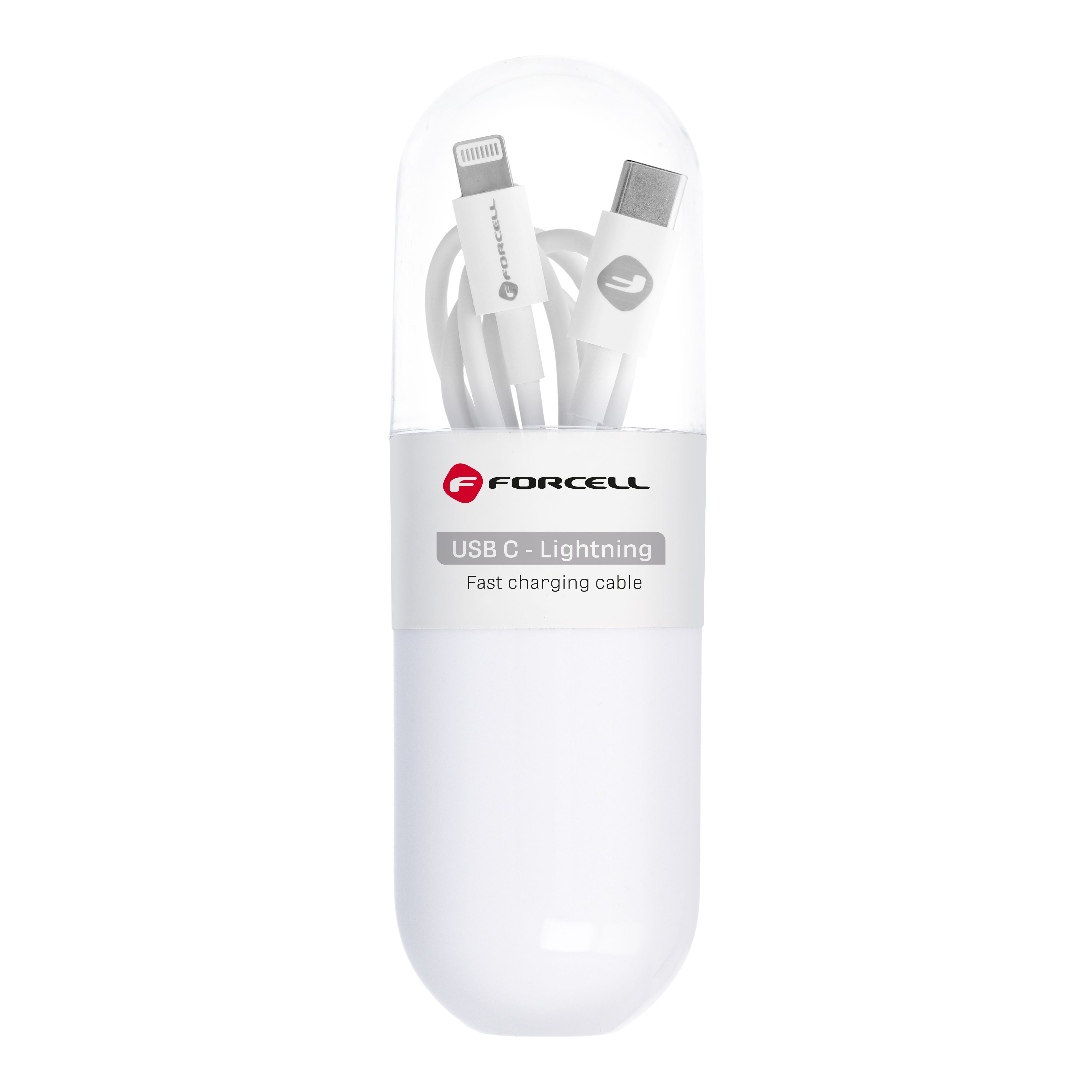 Kaabel USB C to Lightning Forcell F-Energy PD 27W Tube 1 m C291 valge