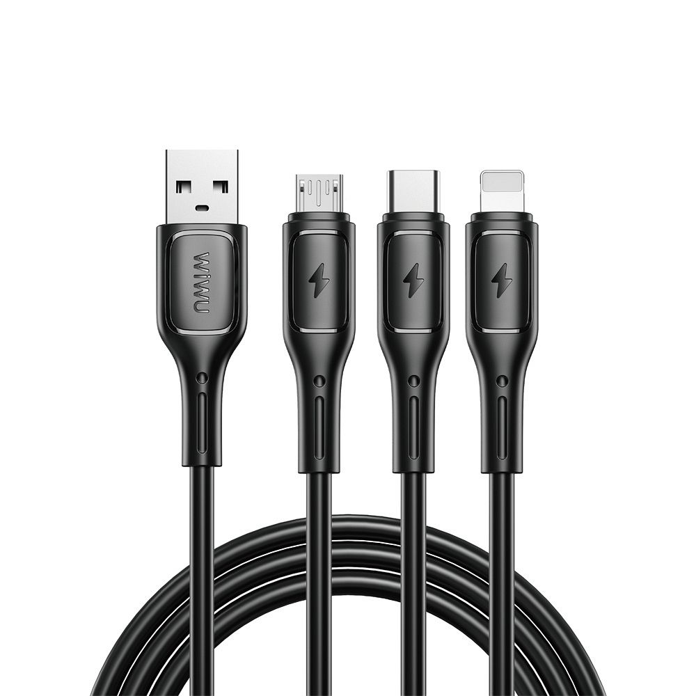 WiWU - Starlink Series Data Kaabel Wi-045E 3w1 USB A to USB C, Micro USB, Lightning 3,1A 1m - must