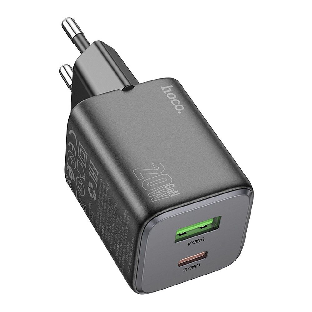 Phone Laadija Hoco USB A + USB C QC3.0 PD 3A 20W N41 must