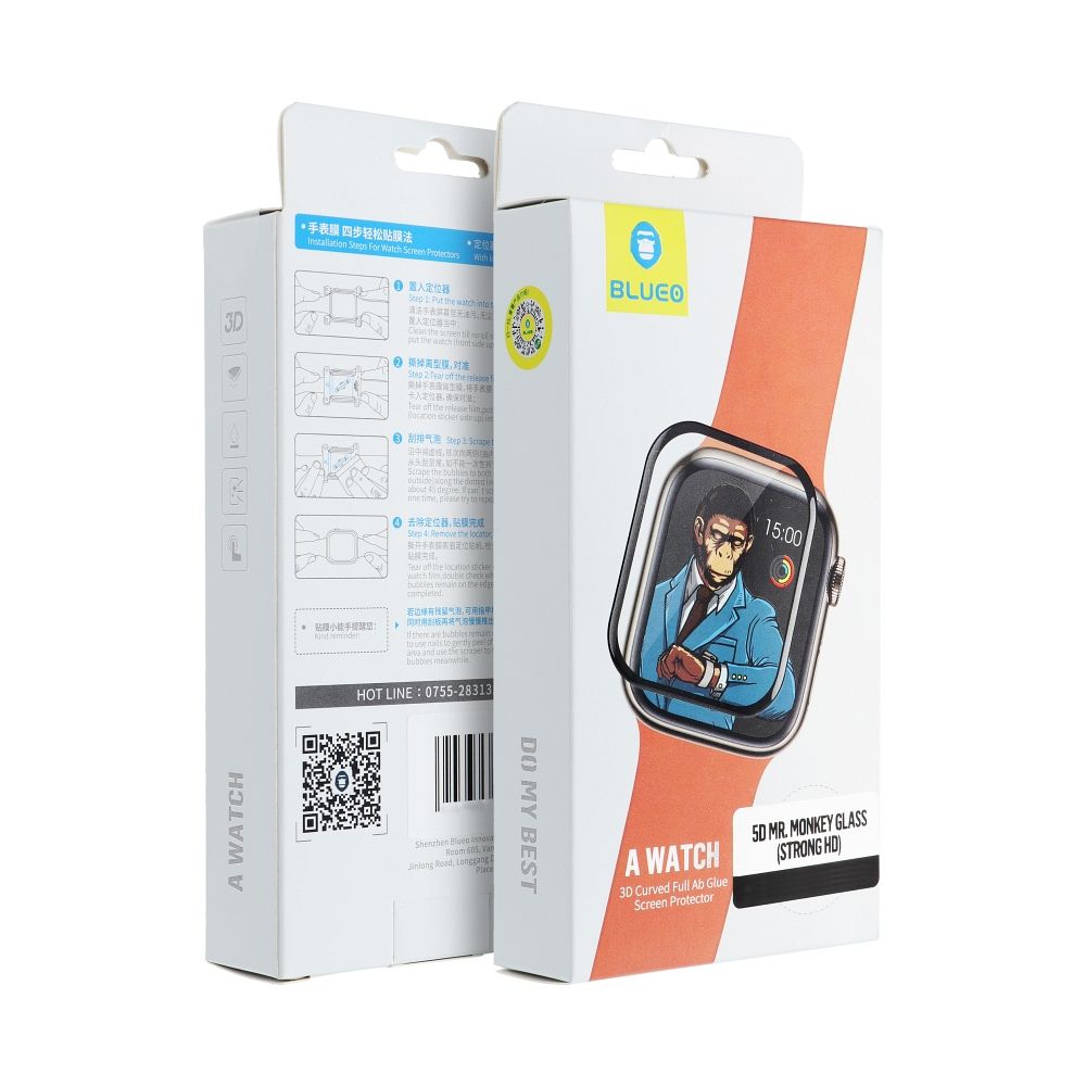 5D Mr. Monkey Glass - jaoks Apple Watch SE / SE 2 / SE 3 44MM must (Strong HD)