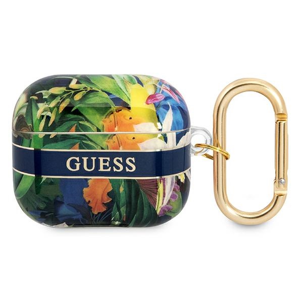 Guess GUA3HHFLB AirPods 3 ümbris sinine/sinine Flower Strap Collection