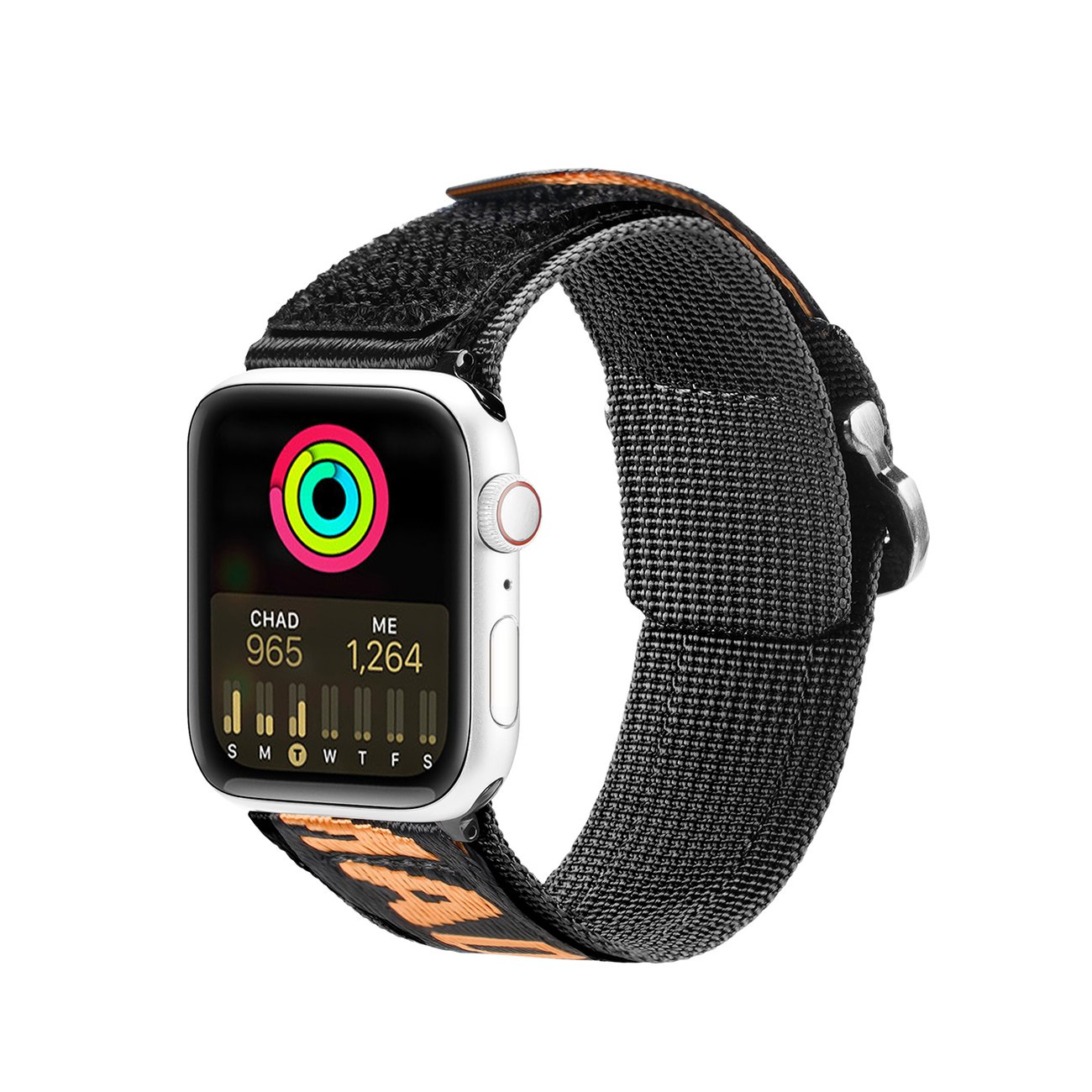 Dux Ducis rihm (Outdoor versioon) Apple Watch Ultra rihm, SE, 9, 8, 7, 6, 5, 4, 3, 2, 1 (49, 45, 44, 42 mm) nailonist käepael must ja oranž