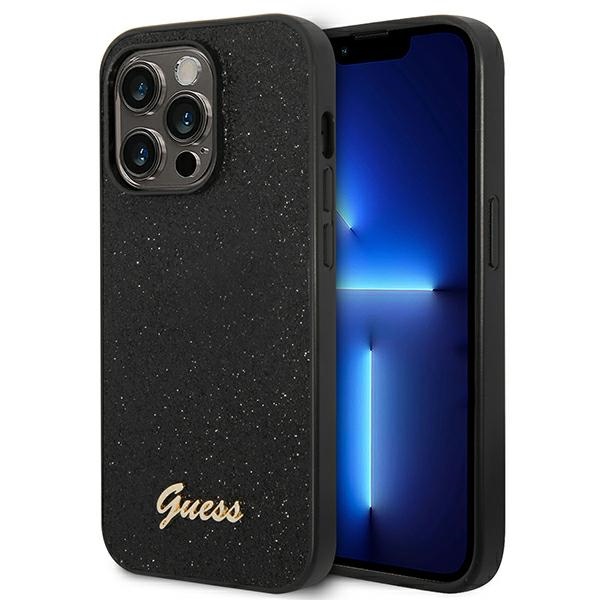 Guess Glitter Script ümbris iPhone 14 Pro jaoks - must