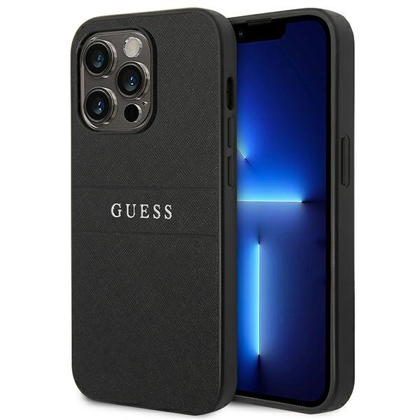 Guess Saffiano rihmaga ümbris iPhone 14 Pro jaoks - must