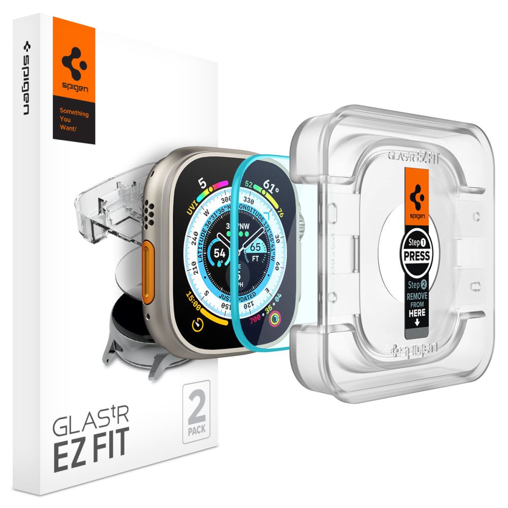 Spigen Glas.tR EZ Fit karastatud klaas Apple Watch Ultra / Ultra 2 (49 mm) jaoks - 2 tk.