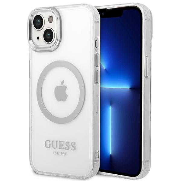 Guess GUHMP14SHTRMS iPhone 14 6.1" hõbedane/hõbedane hard ümbris Metal Outline Magsafe
