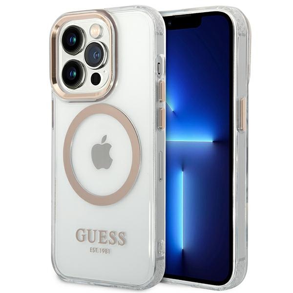 Guess GUHMP14XHTRMD iPhone 14 Pro Max 6.7 "kuldne / kuldne hard ümbris Metal Outline Magsafe