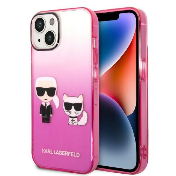 Karl Lagerfeld Gradient Ikonik Karl&Choupette Ümbris jaoks iPhone 14 Plus - roosa