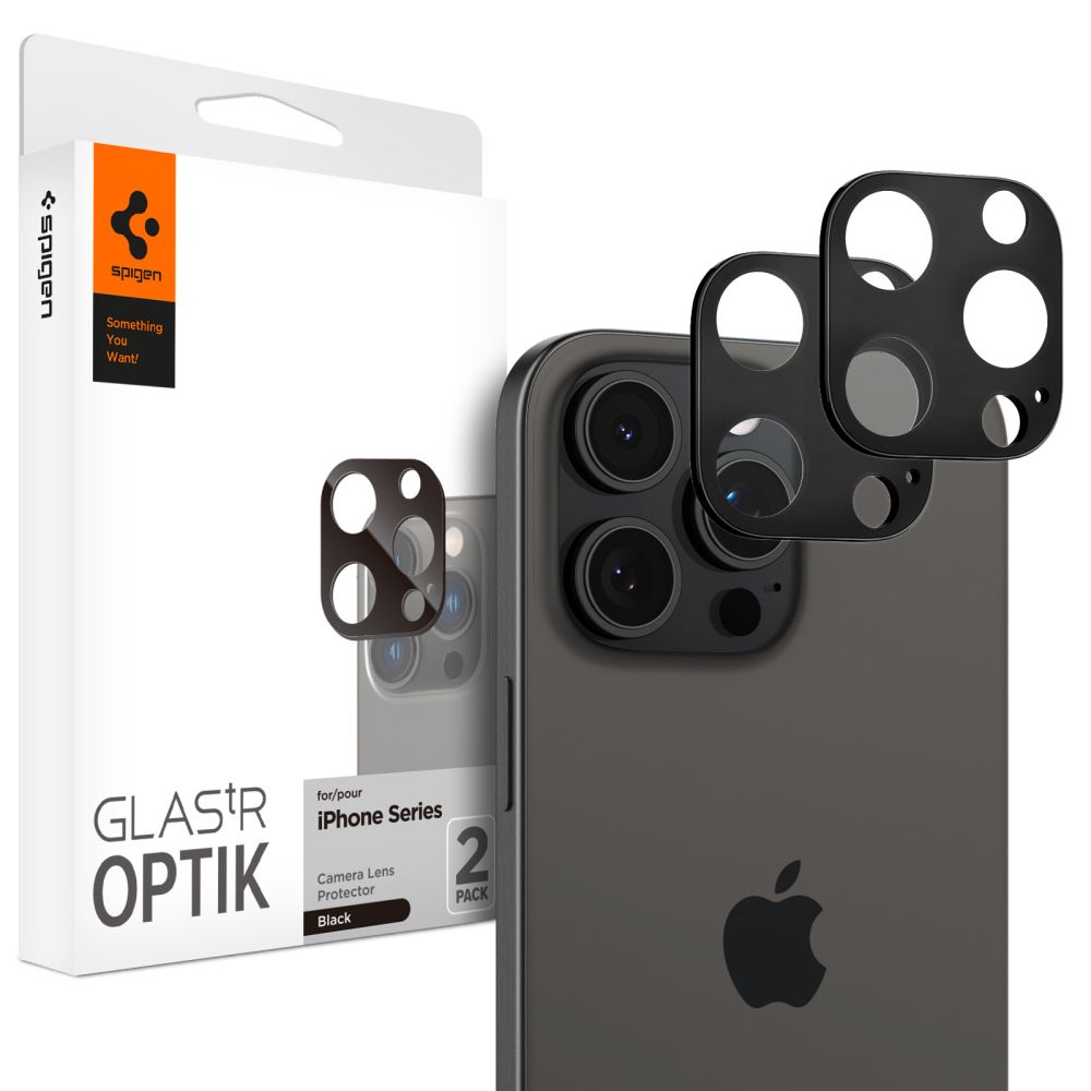 Spigen Optik.tR Camera Protector jaoks iPhone 14 Pro / Pro Max / 15 Pro / Pro Max / 16 Pro / Pro Max - must 2 pcs.