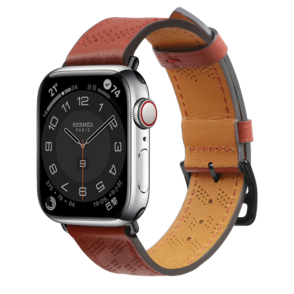 Strap Leather jaoks Apple Watch 38 / 40 / 41 mm band bracelet - punane