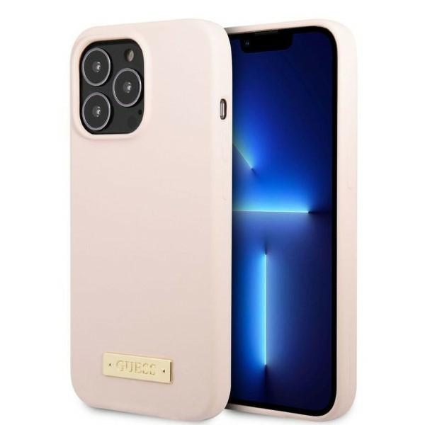 Guess GUHMP13LSPLP iPhone 13 Pro / 13 6.1" roosa/roosa hard ümbris Silicone Logo Plate MagSafe