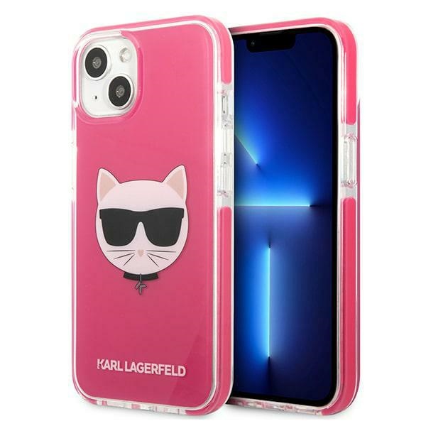 Karl Lagerfeld Choupette Head ümbris jaoks iPhone 13 - fuchsia