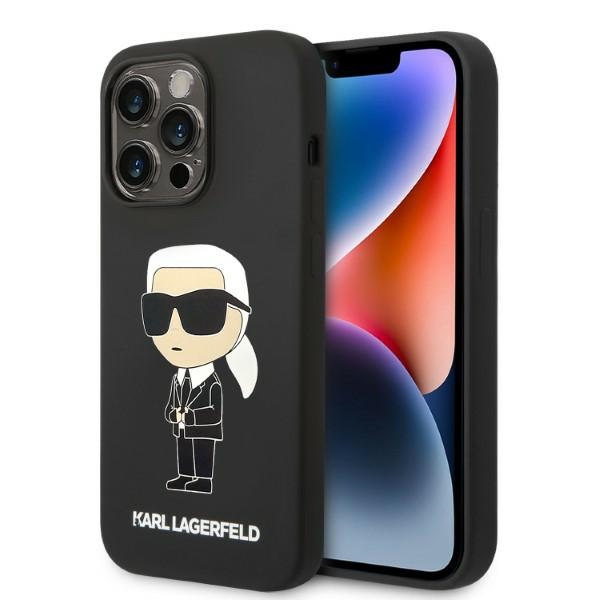 Karl Lagerfeld Silicone Ikonik ümbris jaoks iPhone 14 Pro - must