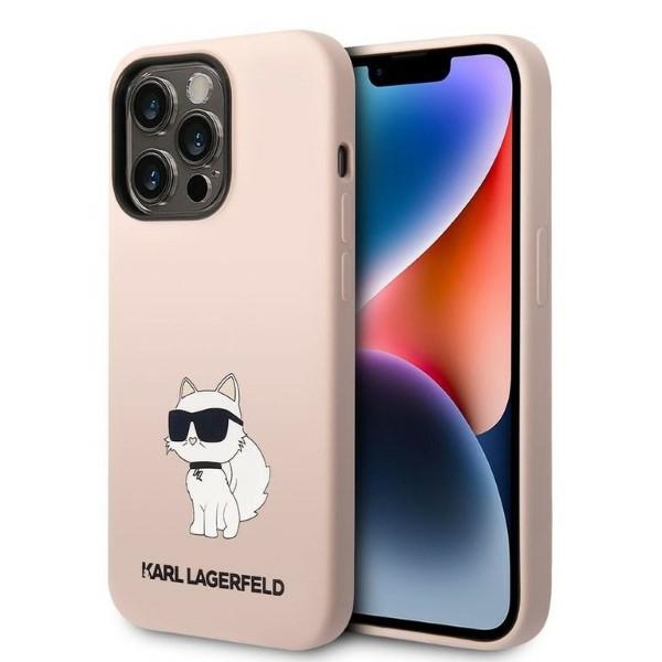 Karl Lagerfeld Silicone Choupette ümbris jaoks iPhone 14 Pro Max - roosa