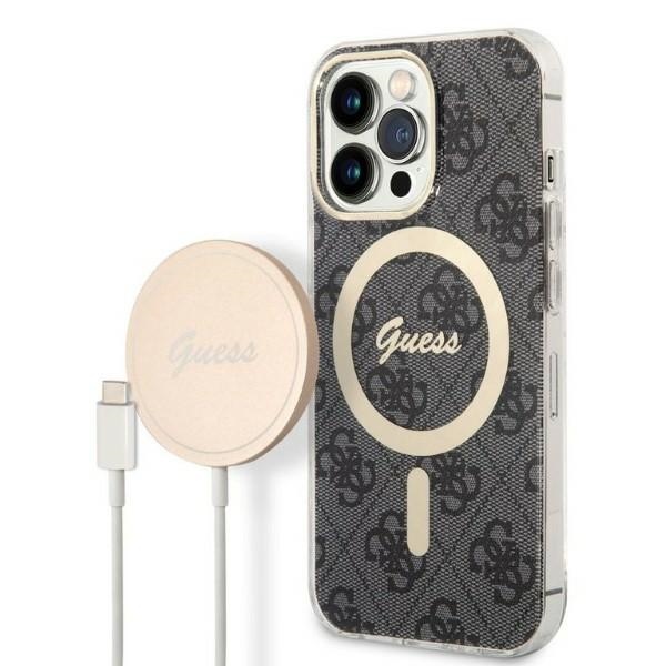 Set Guess GUBPP13XH4EACSK Ümbris+ Charger iPhone 13 Pro Max must/must hard ümbris 4G Print MagSafe