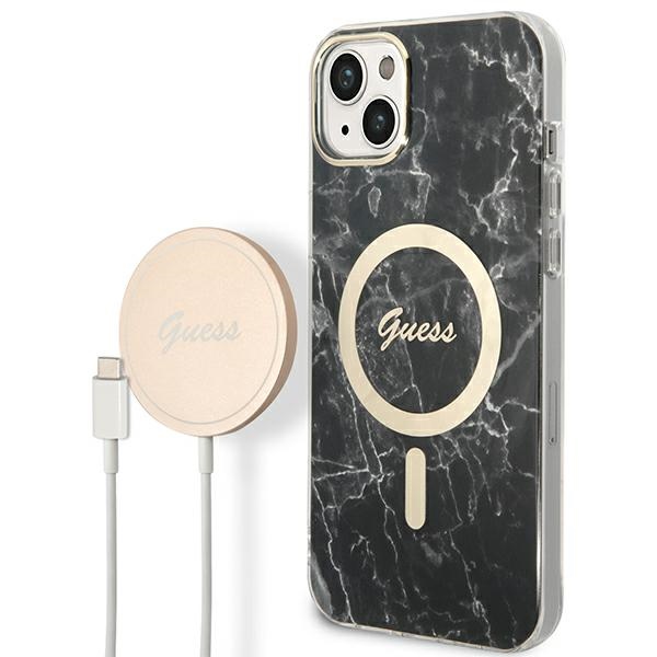 Set Guess GUBPP14SHMEACSK Ümbris+ Charger iPhone 14 6.1" must/must hard ümbris Marble MagSafe