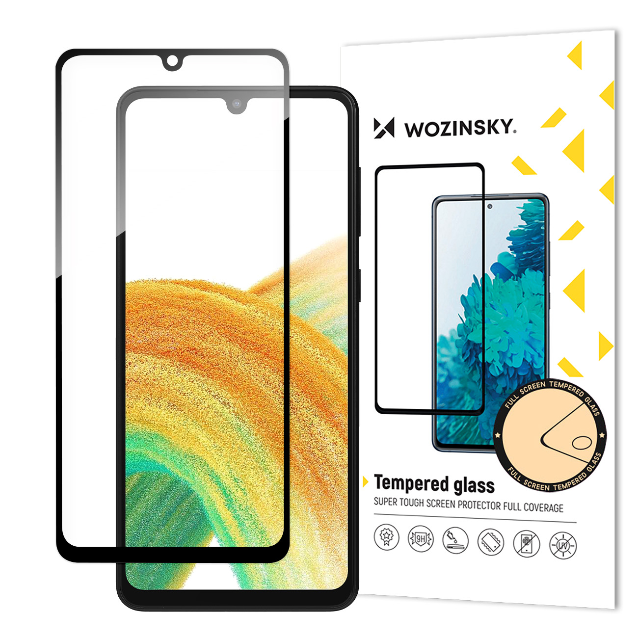 Wozinsky Full Glue Karastatud klaas Karastatud klaas jaoks Samsung Galaxy A34 5G 9H Full Screen Cover With must Frame