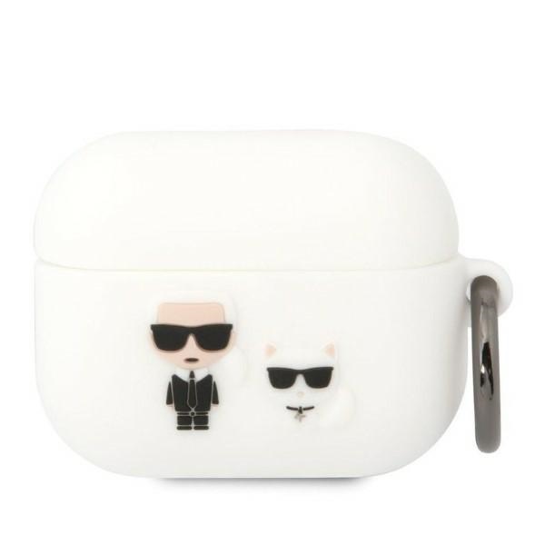 Karl Lagerfeld KLACAPSILKCW AirPods Pro cover valge/valge Silicone Karl & Choupette