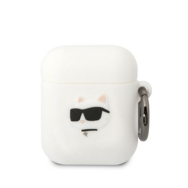 KARL LAGERFELD ümbris jaoks APPLE Airpods 1 / 2 KLA2RUNCHH (3D Sil NFT Choupette) valge