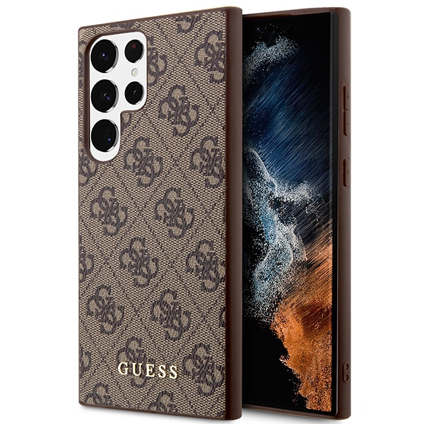 Guess GUHCS23LG4GFBR S23 Ultra S918 brown/brown hard ümbris 4G Metal kuldne Logo