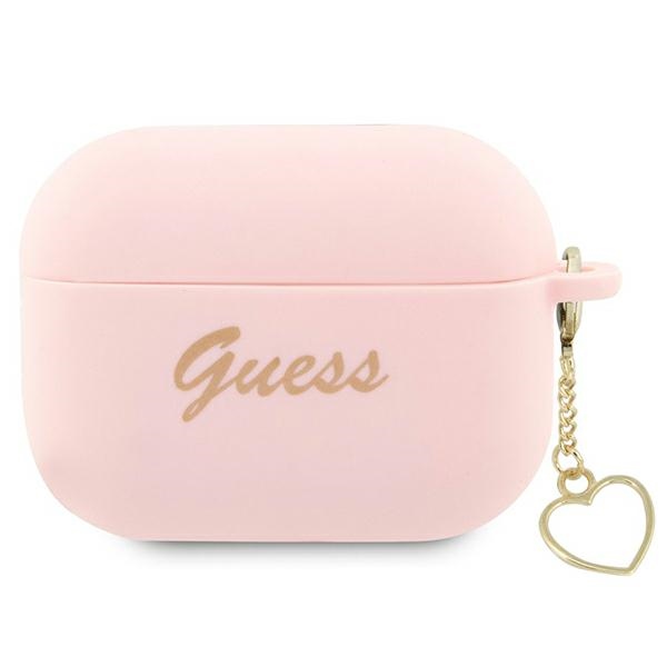 Guess GUAP2LSCHSP AirPods Pro 2 cover roosa/roosa Silicone Charm Heart Collection