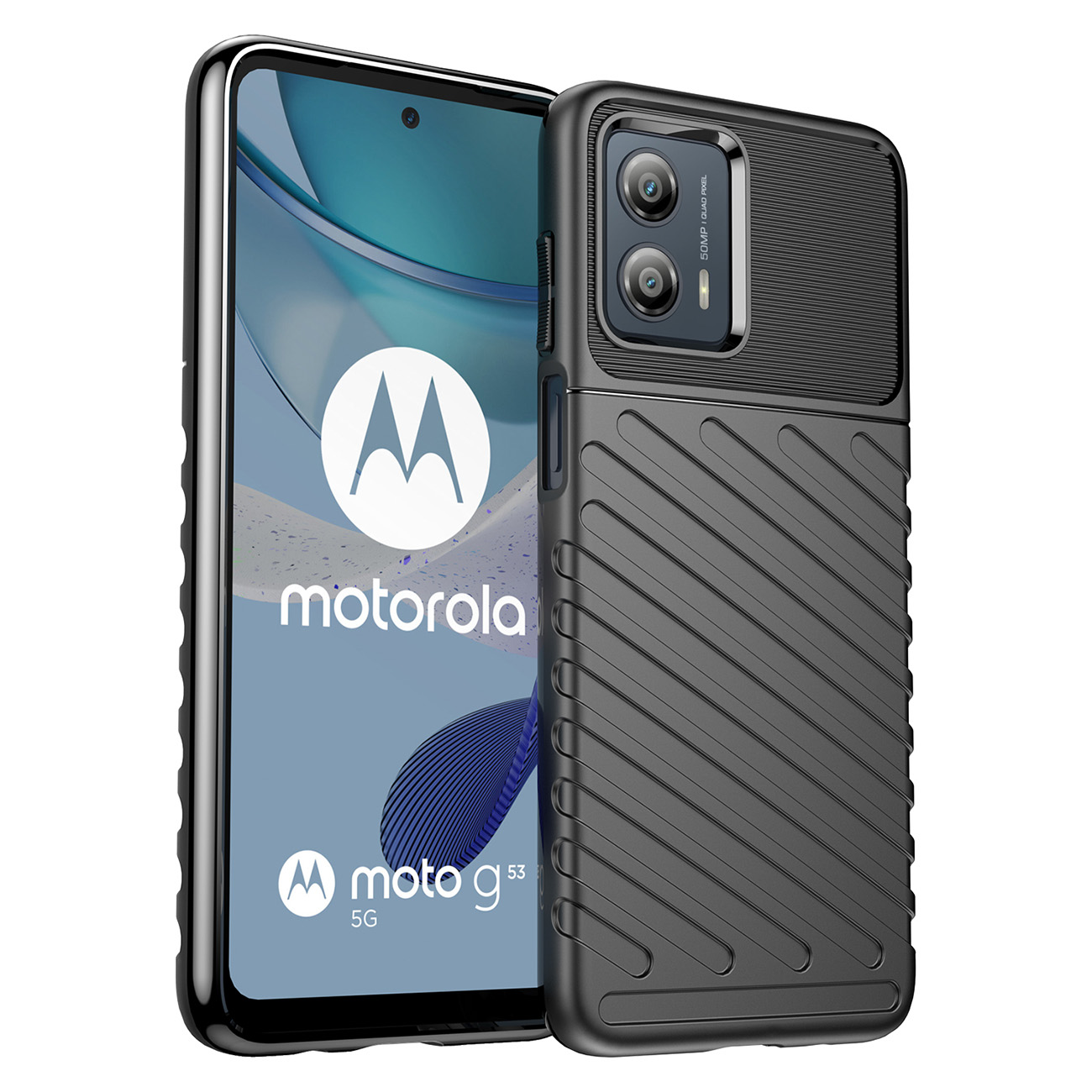 Thunder Ümbris ümbris jaoks Motorola Moto G53 silicone armor ümbris must