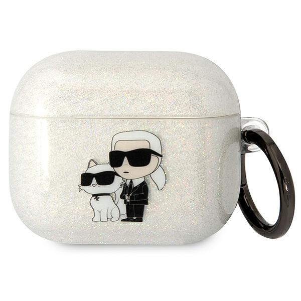 Karl Lagerfeld KLA3HNKCTGT Airpods 3 cover läbipaistev Gliter Karl&Choupette