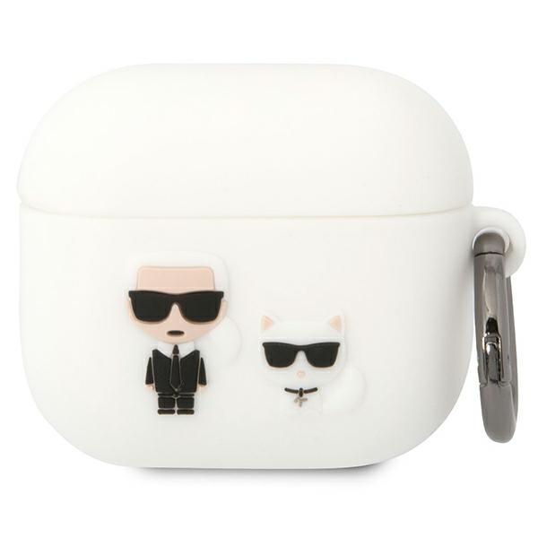 Karl Lagerfeld KLACA3SILKCW AirPods 3 cover valge/valge Silicone Karl & Choupette